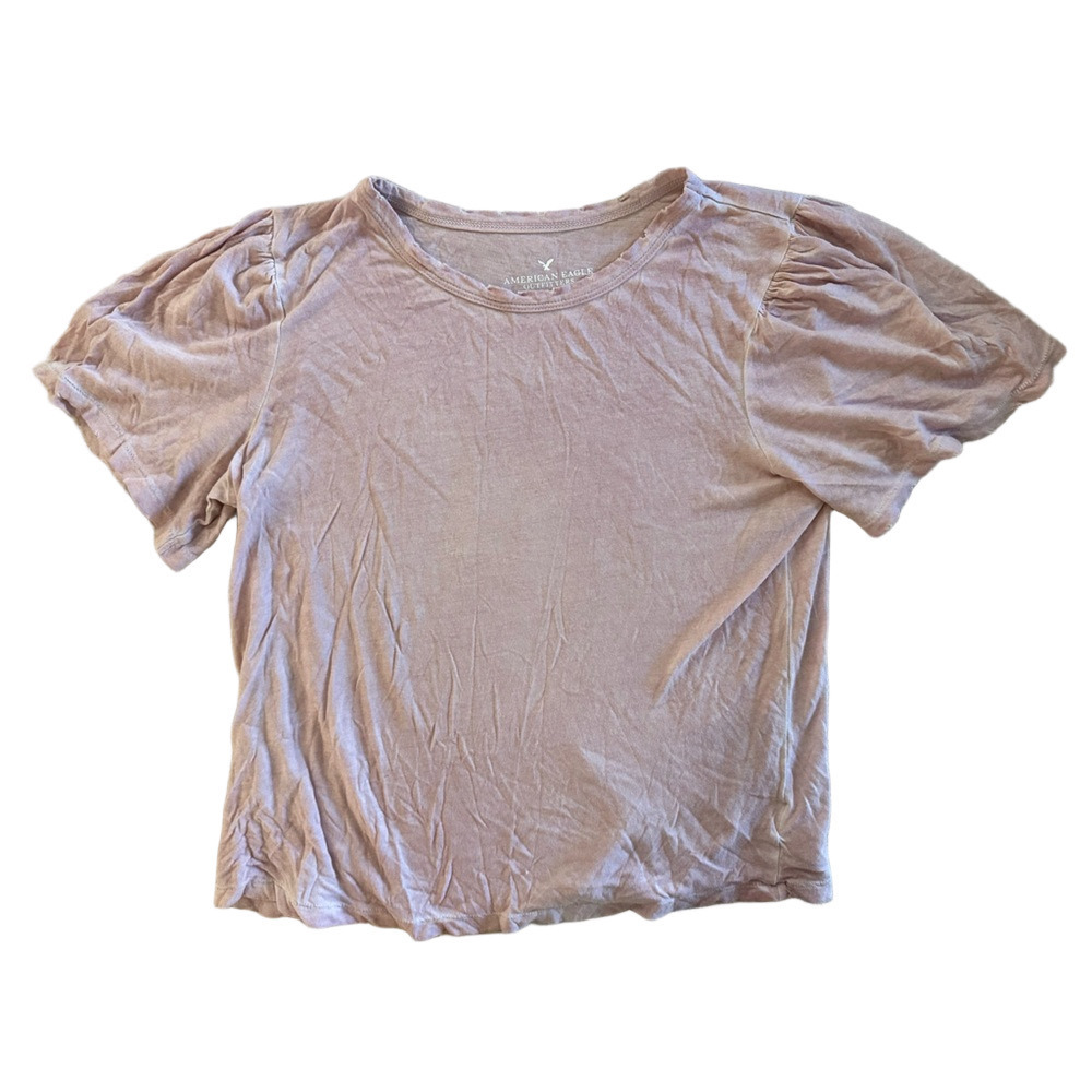 AMERICAN EAGLE DISTRESSED PURPLE SHORT SLEEVE TOP